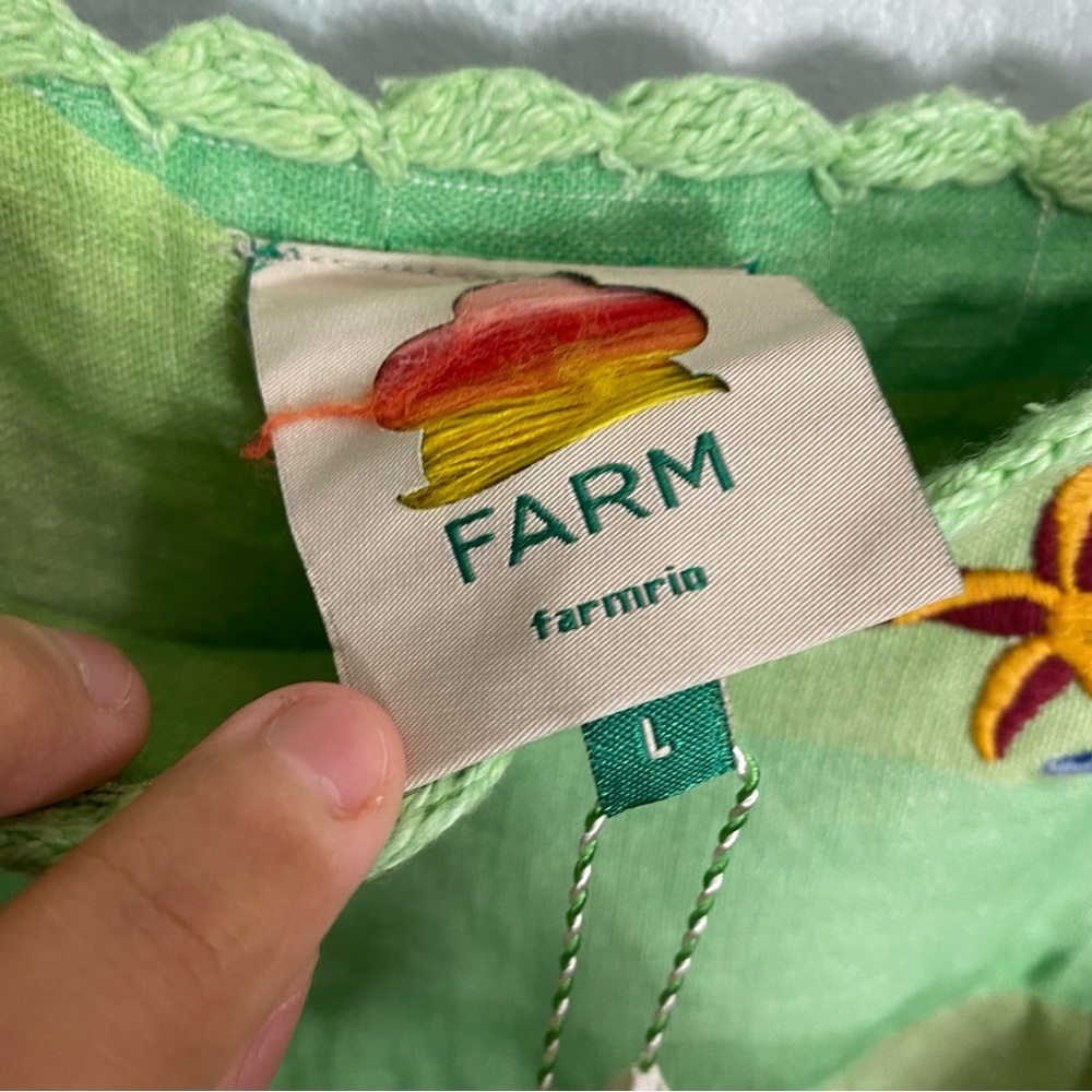 FARM Rio Aura Floral Embroidered Tunic Maxi Dress Rainbow Multicolor Large Linen - Picture 4 of 6